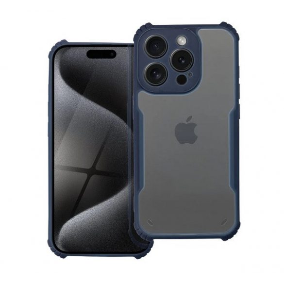 Protectie din silicon pentru telefon (rezistenta la impact, colt cu perna de aer, spate acrilic, protectie pentru camera) BLUE INCHIS iPhone 13 Pro