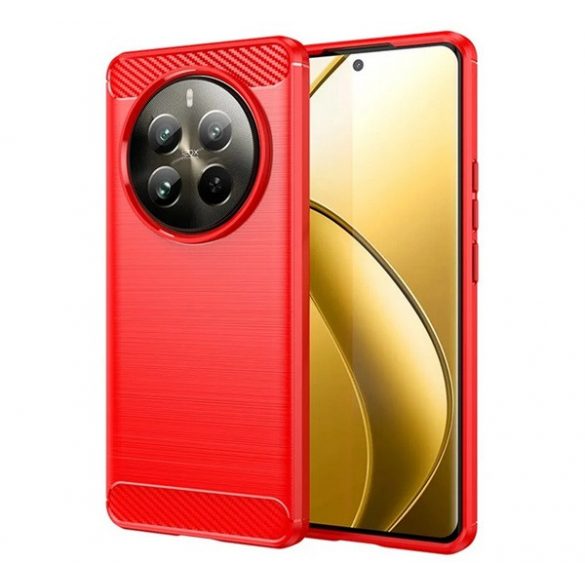 Protector de telefon din silicon (rezistenta la impact, colt cu perna de aer, periat, model carbon) RED Realme 12 Pro Plus, 12 Pro