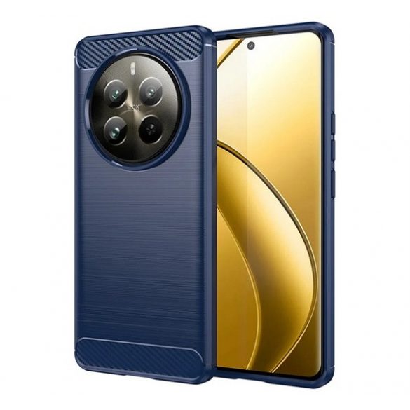 Protector de telefon din silicon (rezistenta la impact, colt cu perna de aer, periat, model carbon) ALBASTRU INCHIS Realme 12 Pro Plus, 12 Pro