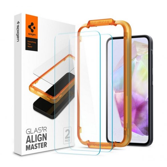 SPIGEN ALM FC sticla de protectie pentru ecran 2buc (2.5D, foarte rezistent la zgarieturi, 9H, ultrasubtire, imbunatatire a culorii) TRANSPARENT Samsung Galaxy A35 5G (SM-A356)