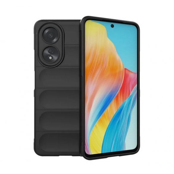 Protectie din silicon pentru telefon (rezistenta la socuri, protectie camera, 3D) NEGRU OPPO A58