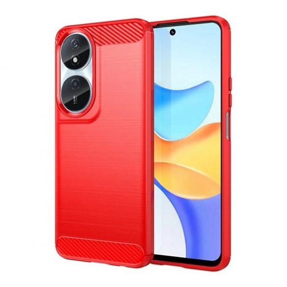 Protector de telefon din silicon (rezistenta la impact, colt cu perna de aer, periat, model carbon) RED Honor X7b