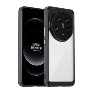 Protectie din plastic pentru telefon (cadru silicon, rezistenta la impact, spate transparent) NEGRU Xiaomi 14 Ultra