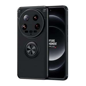 Protector de telefon din silicon (suport desktop, inel de suport, 360°, magnetic) NEGRU Xiaomi 14 Ultra