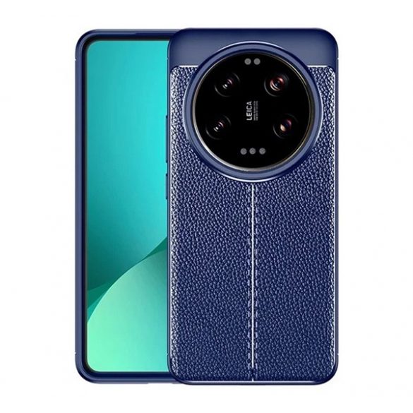 Protectie de telefon din silicon (rezistenta la impact, efect piele, model de cusaturi) ALBASTRU INCHIS Xiaomi 14 Ultra