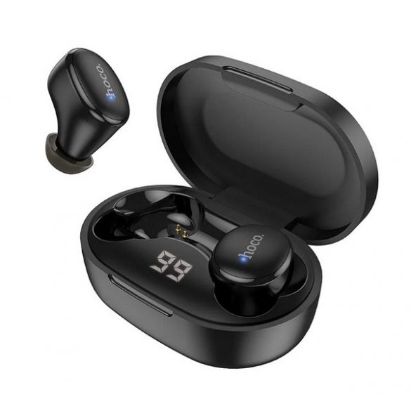 Căști bluetooth HOCO MELODY STEREO (v5.1, TWS, microfon, display LED + carcasă de încărcare) NEGRU