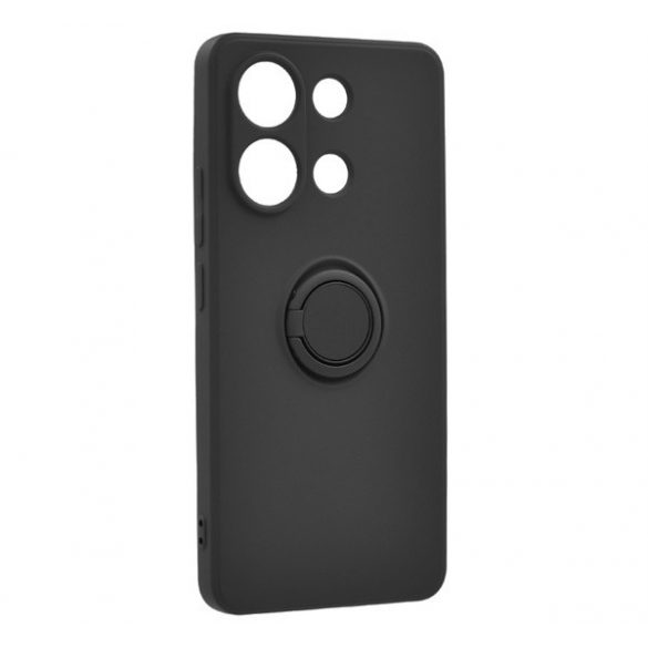 Protector de telefon din silicon (inel de fixare, interior din microfibra de pluș, magnetic, protector pentru cameră) NEGRU Xiaomi Redmi Note 13 4G