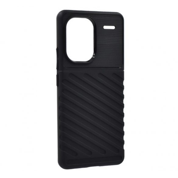 Protector de telefon din silicon (rezistenta la impact, cu dungi, model convex) NEGRU Xiaomi Redmi Note 13 Pro Plus 5G