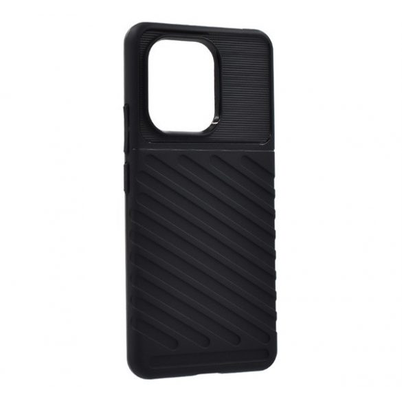 Protectie de telefon din silicon (rezistenta la impact, cu dungi, model convex) NEGRU Xiaomi Redmi Note 13 4G