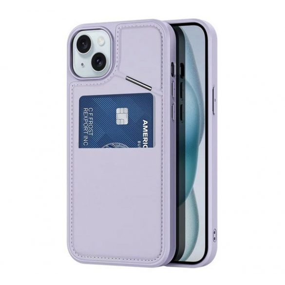 Protectie de telefon din silicon DUX DUCIS RAFI II MAG (suport, buzunar pentru card, RFID, MagSafe) PURPLE Apple iPhone 15