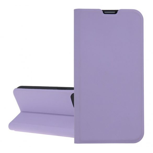 Husă în picioare, efect piele (FLIP, interior din silicon, deschidere laterală, suport de masă, buzunar pentru card) PURPLE Samsung Galaxy A15 5G (SM-A156), Galaxy A15 (SM-A155)