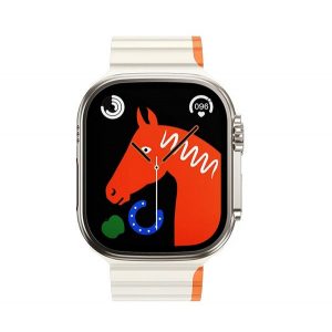 Curea de schimb HOCO AS102 (dimensiune personalizată, mare, silicon, 3D, magnetică) ALB/ORANGE Apple Watch Ultra 2 49 mm, Watch Ultra 49 mm, Watch Series 9 45 mm