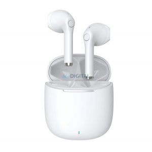 Căști bluetooth DEVIA JOY A13 STEREO (v5.1, TWS, microfon + carcasă de încărcare) ALBE