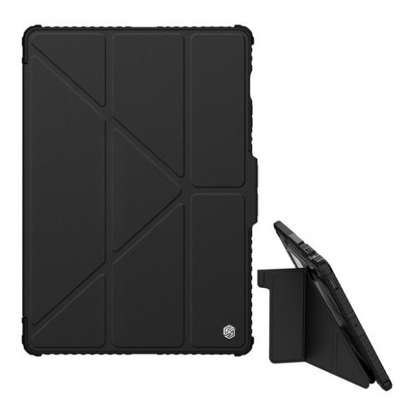 Protector din plastic NILLKIN BUMPER LEATHER (Flip activ, rezistenta la impact, suport desktop, protectie camera, suport creion) NEGRU Samsung Galaxy Tab S9 FE Plus WIFI (SM-X610), Galaxy Tab S9 FE Plus LTE (S)