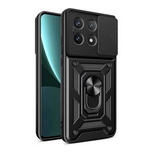 Protector de telefon din plastic Defender (rezistenta la impact, interior din silicon, inel de retinere, protectie camera) NEGRU Xiaomi Poco X6 Pro 5G