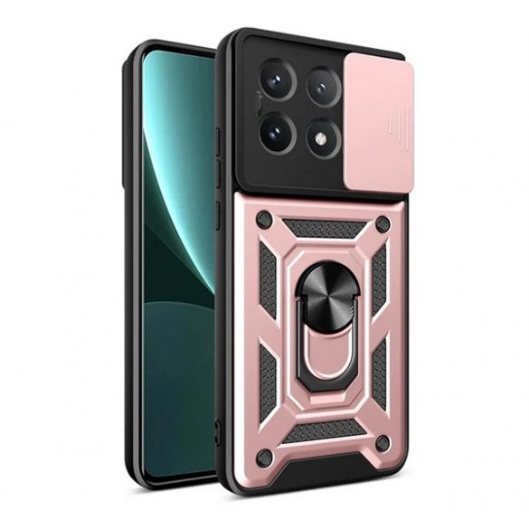 Protector de telefon din plastic Defender (rezistenta la impact, interior din silicon, inel de retinere, protectie camera) ROSE GOLD Xiaomi Poco X6 Pro 5G