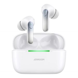 Căști bluetooth JOYROOM JBUDS STEREO (v5.3, TWS, microfon, filtru de zgomot extern, IPX4, rezistent la cădere + carcasă de încărcare) ALB