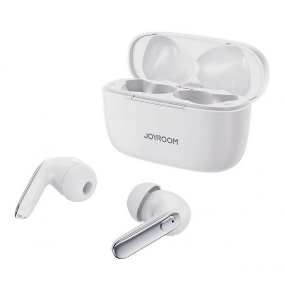 Căști bluetooth JOYROOM JBUDS STEREO (v5.3, TWS, microfon, filtru de zgomot extern, IPX4, rezistent la cădere + carcasă de încărcare) ALB