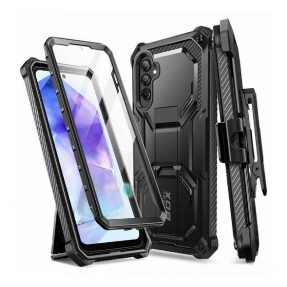 SUPCASE ARMORBOX protector protector pentru telefon din plastic (rezistență mare la impact, colț cu pernă de aer, poate fi prins de o curea) NEGRU Samsung Galaxy A55 5G (SM-A556)