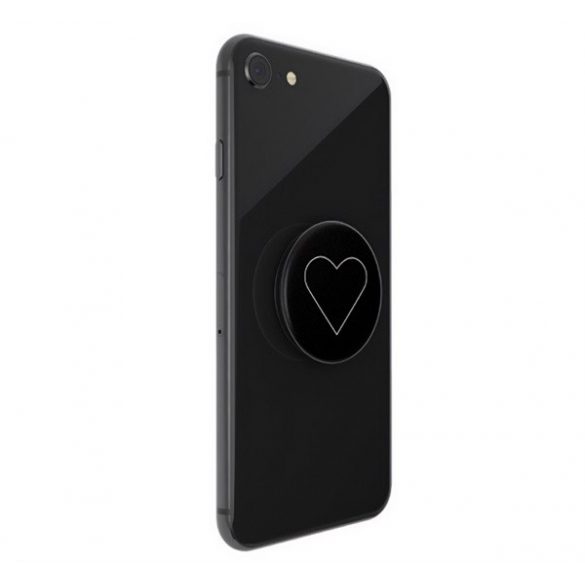 Suport telefon POPSOCKETS (lipibil de dispozitiv, multifuncțional, inimă) NEGRU