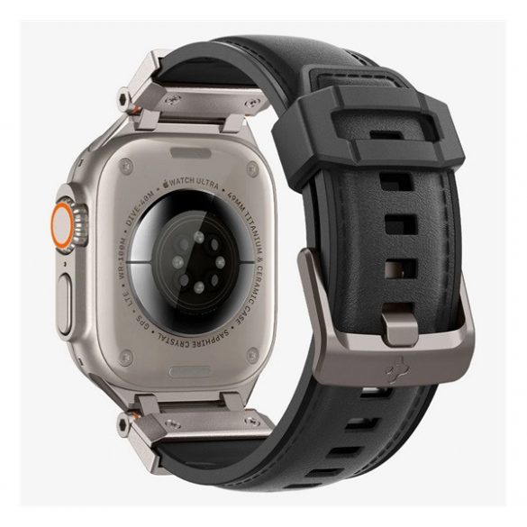 Curea de schimb SPIGEN DURAPRO ARMOR PU (dimensiune personalizată, mare, efect piele, reglabilă, cataramă metalică) NEGRU Apple Watch Ultra 2 49mm, Watch Ultra 49mm