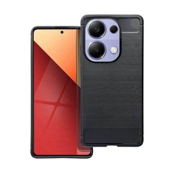 Protector de telefon din silicon (rezistenta la impact, colt cu perna de aer, periat, model carbon) NEGRU Xiaomi Poco M6 Pro LTE, Redmi Note 13 Pro 4G