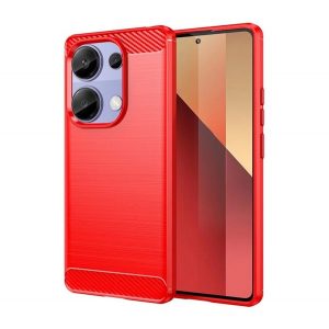 Protector de telefon din silicon (rezistenta la impact, colt cu perna de aer, periat, model carbon) RED Xiaomi Poco M6 Pro LTE, Redmi Note 13 Pro 4G