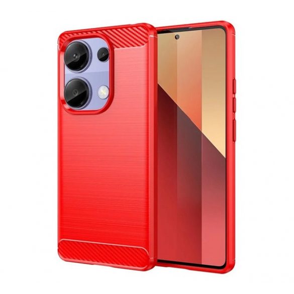 Protector de telefon din silicon (rezistenta la impact, colt cu perna de aer, periat, model carbon) RED Xiaomi Poco M6 Pro LTE, Redmi Note 13 Pro 4G