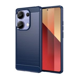 Protector de telefon din silicon (rezistenta la impact, colt cu perna de aer, periat, model carbon) ALBASTRU INCHIS Xiaomi Poco M6 Pro LTE, Redmi Note 13 Pro 4G