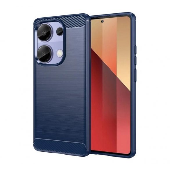 Protector de telefon din silicon (rezistenta la impact, colt cu perna de aer, periat, model carbon) ALBASTRU INCHIS Xiaomi Poco M6 Pro LTE, Redmi Note 13 Pro 4G