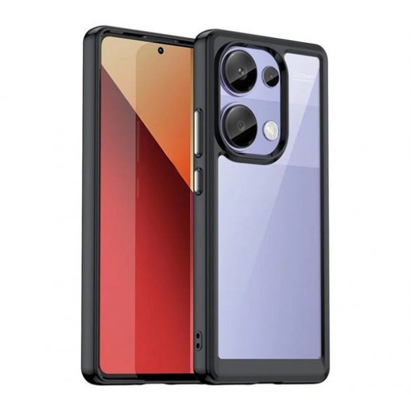 Protectie din plastic pentru telefon (cadru din silicon, rezistenta la impact, spate transparent) NEGRU Xiaomi Poco M6 Pro LTE, Redmi Note 13 Pro 4G