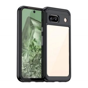 Protectie din plastic pentru telefon (cadru din silicon, rezistenta la impact, spate transparent) NEGRU Google Pixel 8a