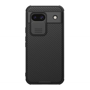 Protectie de telefon din plastic NILLKIN CAMSHIELD PRO (cadru din silicon, rezistenta la impact, protectie camera, dungi) NEGRU Google Pixel 8a