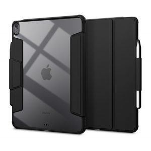 Husă SPIGEN AIR SKIN PRO în picioare, efect piele ECO (FLIP activ, deschidere laterală, TRIFOLD, suport de birou, suport pentru creion) NEGRU Apple IPAD Air 13 (2024)