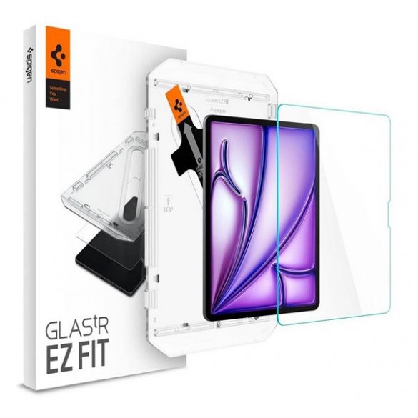 SPIGEN EZ FIT HD sticlă de protecție a ecranului (2.5D, compatibil cu carcasă, ultra-subțire, 0,2 mm, 9H + cadru auxiliar) TRANSPARENT Apple IPAD Air 13 (2024)