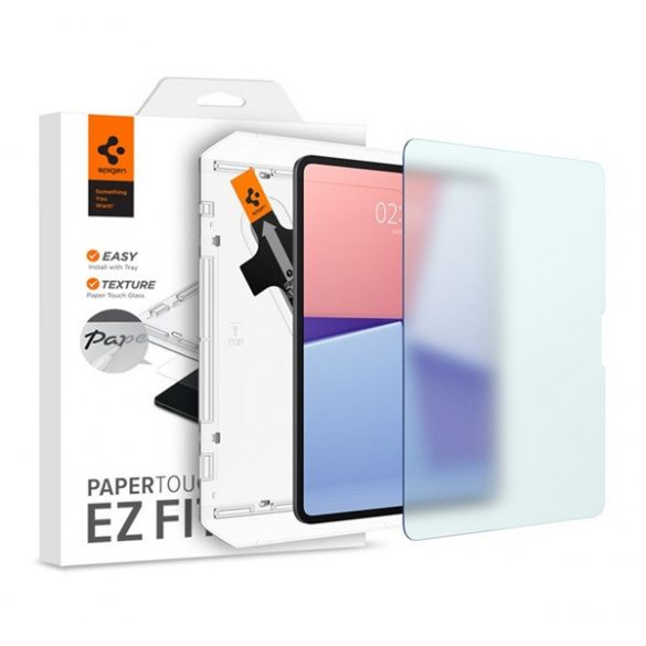 SPIGEN PAPER TOUCH EZ FIT sticlă de protecție pentru ecran (2.5D, efect hârtie, mat, 9H + cadru auxiliar) TRANSPARENT Apple IPAD Pro 13 (2024)