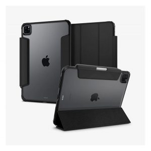 Husa SPIGEN ULTRA HYBRID PRO in picioare, efect piele (FLIP, deschidere laterala, TRIFOLD, suport birou, suport creion) NEGRU Apple IPAD Pro 13 (2024)