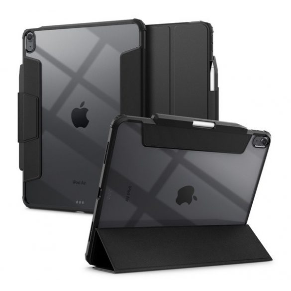 Husă SPIGEN ULTRA HYBRID PRO în picioare, efect piele (FLIP, deschidere laterală, TRIFOLD, suport birou, suport creion) NEGRU Apple IPAD Air 13 (2024)