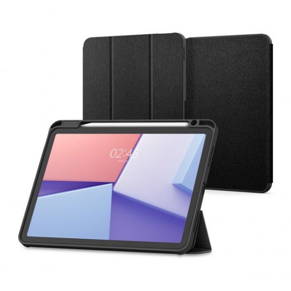 SPIGEN URBAN FIT husă în picioare (FLIP, deschidere laterală, TRIFOLD, suport birou, suport creion, model textil) NEGRU Apple IPAD Air 2020 (Air 4), IPAD Air 2022, IPAD Pro 11 (2018)