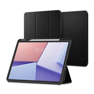 SPIGEN URBAN FIT husă în picioare (FLIP, deschidere laterală, TRIFOLD, suport de birou, suport pentru creion, model textil) NEGRU Apple IPAD Air 13 (2024)