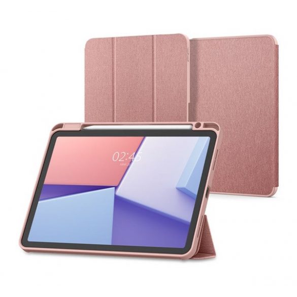 SPIGEN URBAN FIT husă în picioare (FLIP, deschidere laterală, TRIFOLD, suport birou, suport creion, model textil) ROSE GOLD Apple IPAD Air 2020 (Air 4), IPAD Air 2022, IPAD Pro 11 (2018)