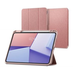 SPIGEN URBAN FIT husă în picioare (FLIP, deschidere laterală, TRIFOLD, suport birou, suport creion, model textil) ROSE GOLD Apple IPAD Pro 11 (2024)