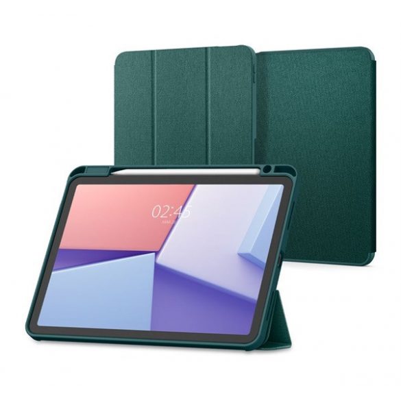 SPIGEN URBAN FIT husă în picioare (FLIP, deschidere laterală, TRIFOLD, suport birou, suport creion, model textil) VERDE ÎNCHIS Apple IPAD Air 2020 (Air 4), IPAD Air 2022, IPAD Pro 11 (2018)