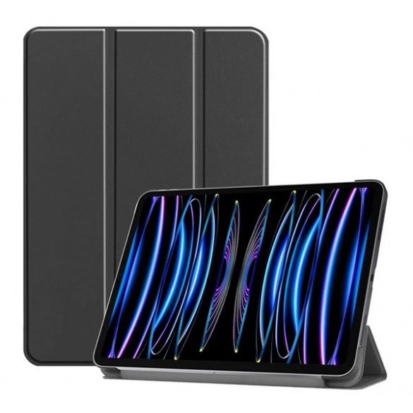 Carcasă în picioare, efect piele (FLIP activ, deschidere laterală, TRIFOLD, suport pentru desktop) NEGRU Apple IPAD Pro 11 (2024)