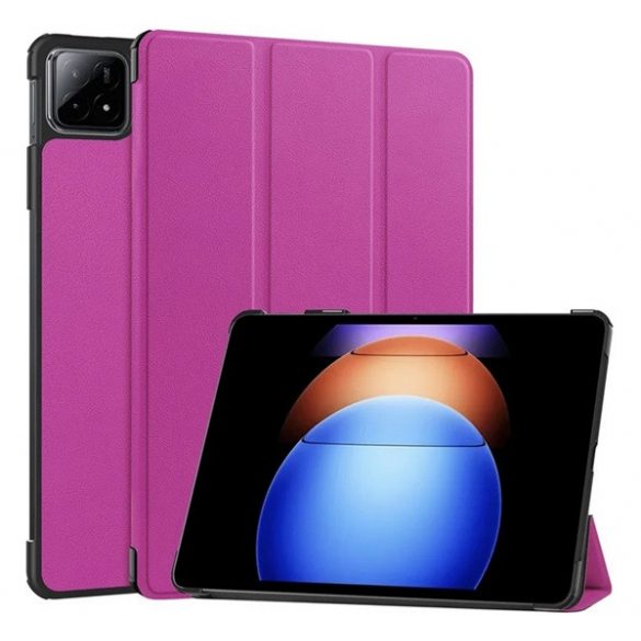 Husă în picioare, efect piele (FLIP activ, deschidere laterală, TRIFOLD, suport de masă) PURPLE Xiaomi Pad 6S Pro