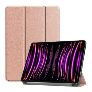 Carcasa in picioare, efect piele (FLIP activ, deschidere laterala, TRIFOLD, suport de masa) ROSE GOLD Apple IPAD Air 13 (2024)