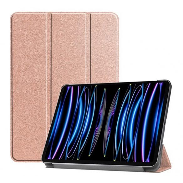 Carcasă în picioare, efect piele (FLIP activ, deschidere laterală, TRIFOLD, suport de birou) ROSE GOLD Apple IPAD Pro 11 (2024)