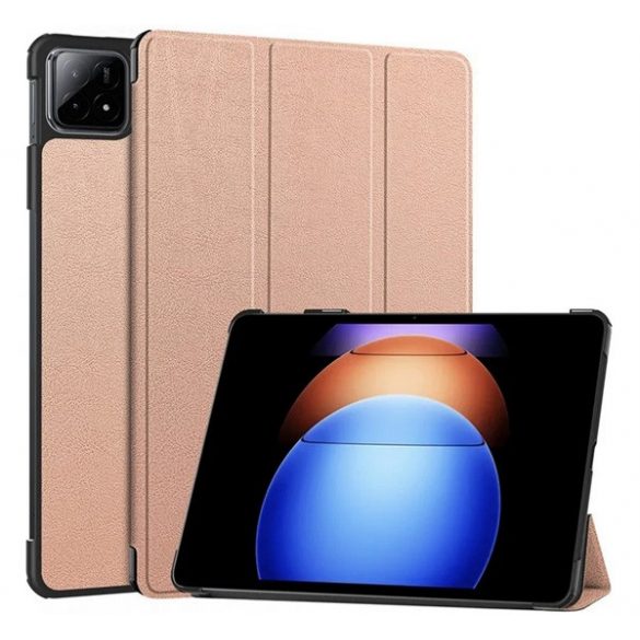 Carcasa in picioare, efect piele (FLIP activ, deschidere laterala, TRIFOLD, suport de masa) ROSE GOLD Xiaomi Pad 6S Pro