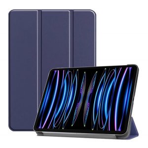 Carcasă în picioare, efect piele (FLIP activ, deschidere laterală, TRIFOLD, suport desktop) ALBASTRU ÎNCHIS Apple IPAD Pro 11 (2024)