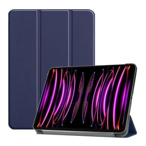 Husă în picioare, efect piele (FLIP activ, deschidere laterală, TRIFOLD, suport pentru masă) ALBASTRU ÎNCHIS Apple IPAD Air 13 (2024)